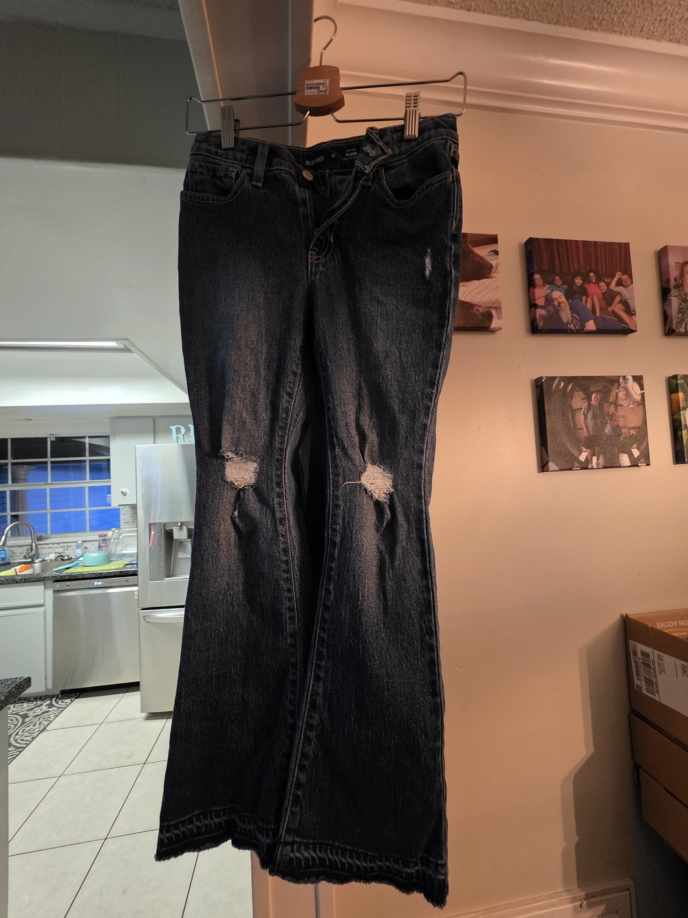 Women's Dark Blue Distressed Jeans